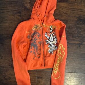 Ed Hardy Bold Orange Graphic Hoodie
